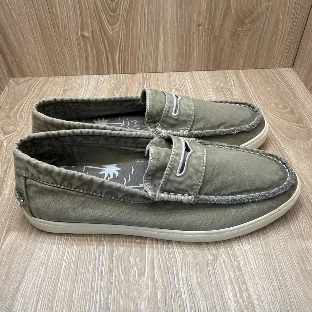 Johnnie-O Mens Size 8.5 Indigo Penny Gray Loafers Casual Boat Shoe